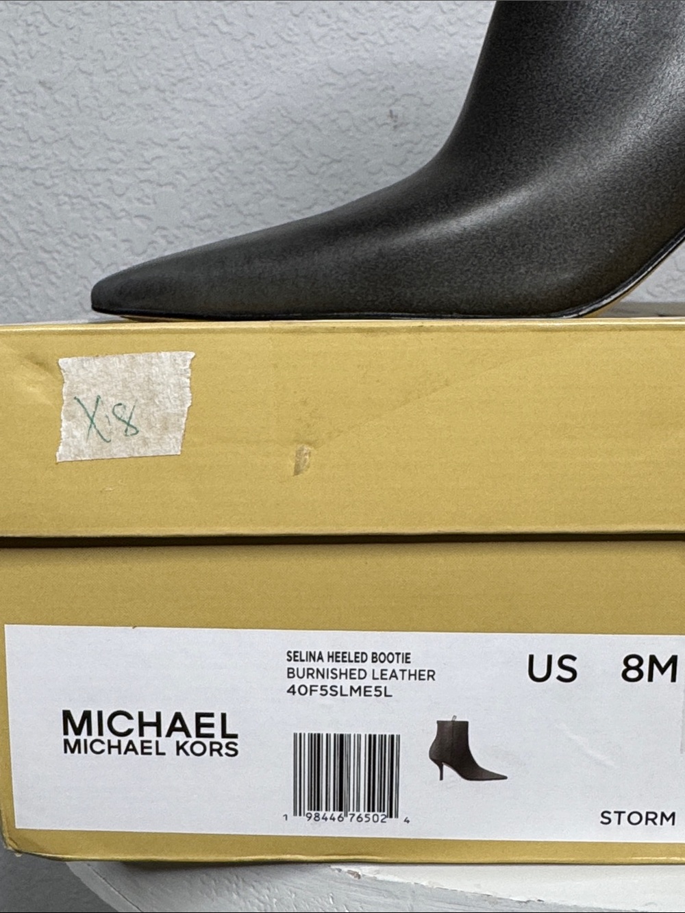 MICHAEL KORS SELENA HEELED BOOTIE STORM OMBRÉ GRAY BURNISHED LEATHER **NIB** - Picture 13 of 13